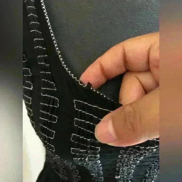 MAX STUDIO FESTIVAL EMBROIDERED BLACK WHITE SUMMER DRESS WOMEN M - Picture 4 of 7